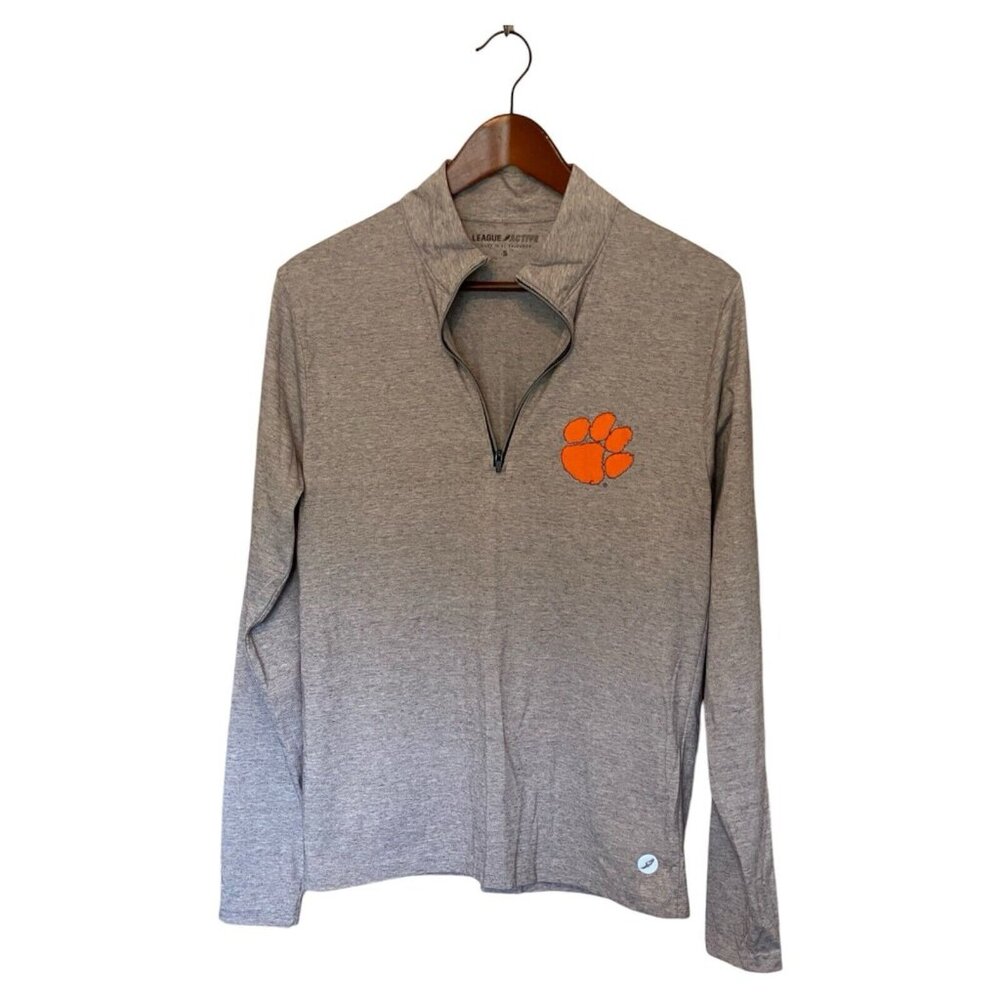 Clemson Tigers Gray 1/4 Zip Pullover Men's Size S League Active NCAA ACC
